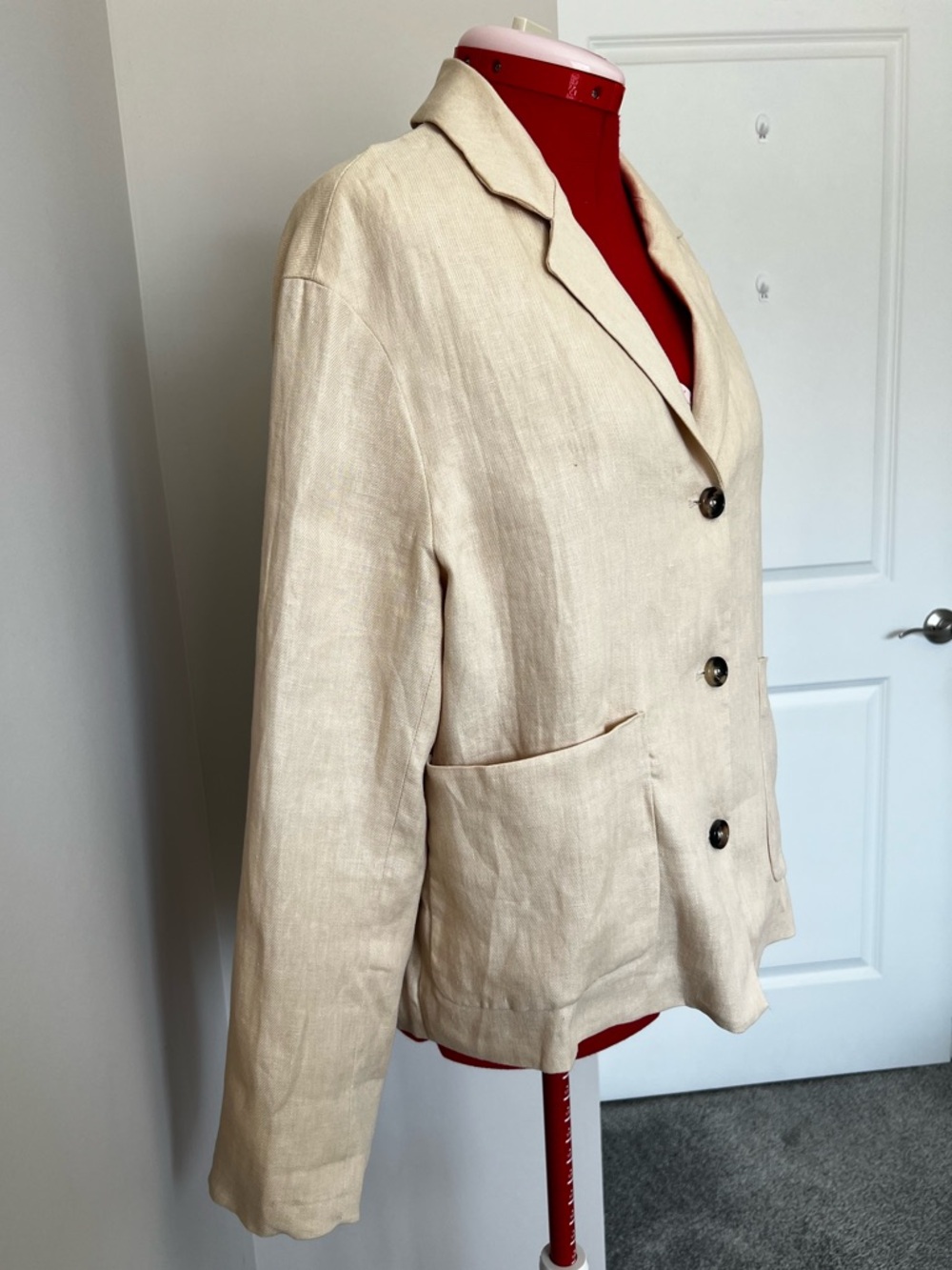 Zara Cream Linen-Blend Blazer Jacket - Picture 3 of 12